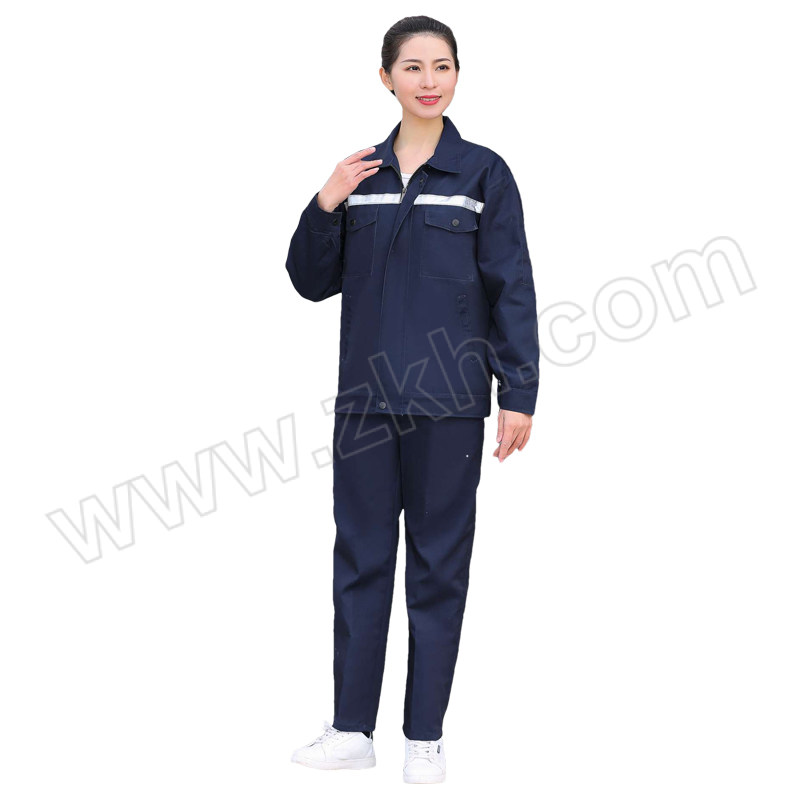 GONGTAI/共泰 加厚长袖春秋工作服 GE004 3XL(185) 藏蓝色 涤棉 带反光条 含上衣×1+裤子×1 1套