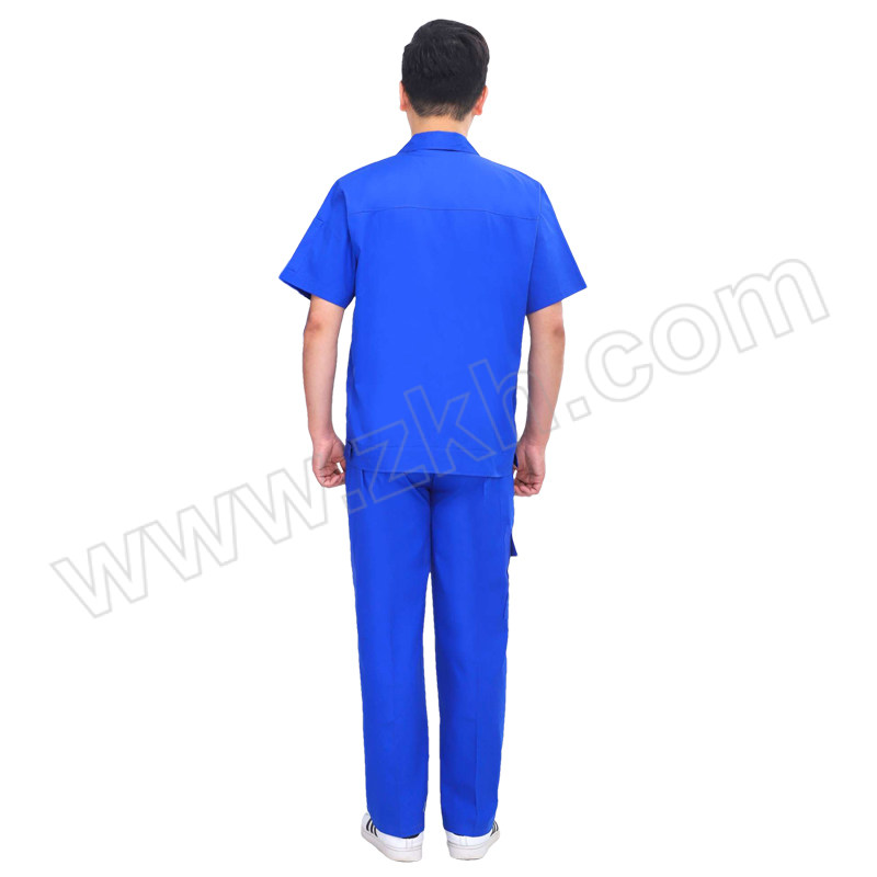GONGTAI/共泰 夏季短袖工作服 TB003 2XL(180) 宝蓝色 纯棉细斜纹 纽扣款 含上衣×1+裤子×1 1套
