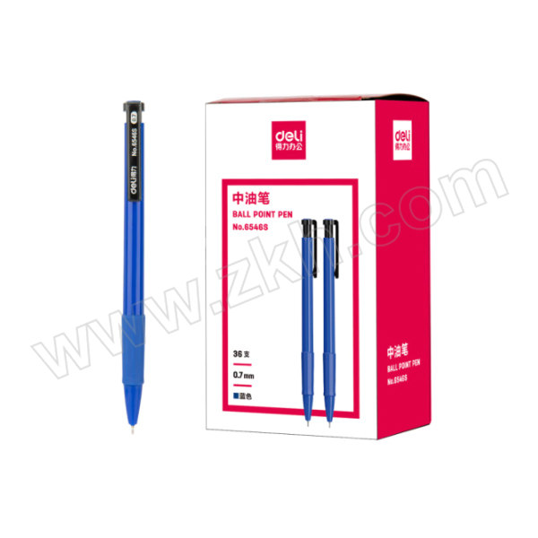 DELI/得力 中油笔 6546S 0.7mm 蓝色 36支 1盒
