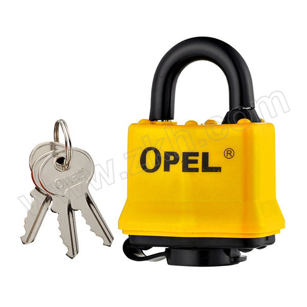 OPEL 短梁防水套壳千层铁锁 WQC30 橙色 不通开 锁体宽度36mm 锁钩净高19mm 含钥匙×3 1把