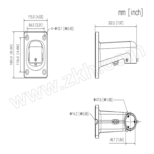 DAHUA/大华 壁挂式球机支架 DH-PFB305W 适配机型SD49系列/SD6C系列 1个