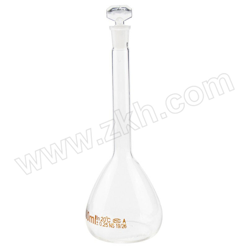 HYSTIC/海斯迪克 玻璃容量瓶 HKCL-369系列 100mL 透明 全高190mm 瓶颈直径13mm 瓶体直径60mm 重70g 1只
