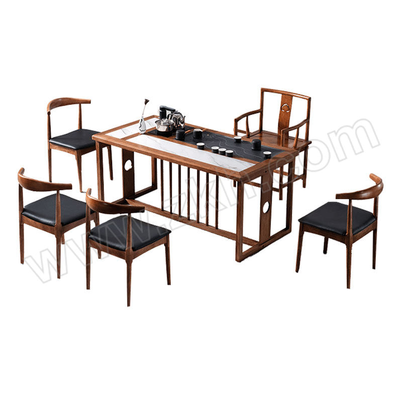 YUESHAN/悦山 中式茶桌椅组合 YS-2286-1 一套包含桌子×1+椅×5+茶炉×1+茶具×1+茶渣桶×1 1套