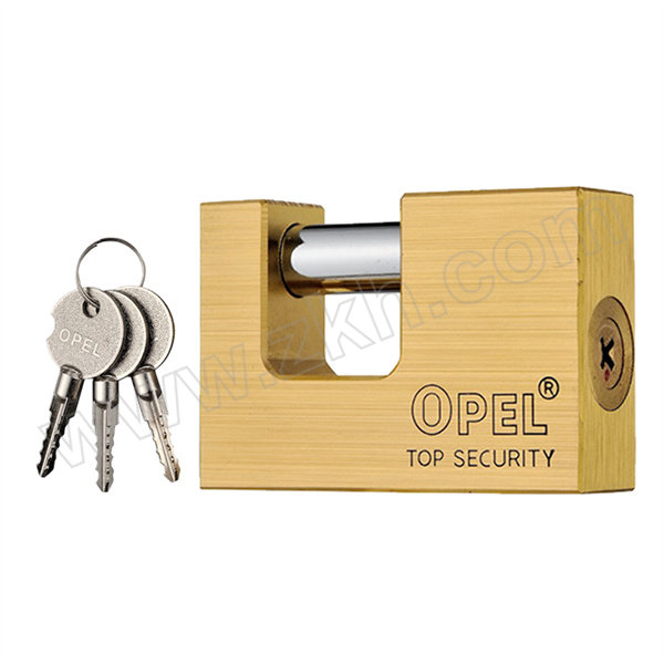 OPEL 十字矩形铜挂锁 WB-C70 黄铜色 不通开 锁体宽度70mm 锁钩净高13mm 含钥匙×3 1把