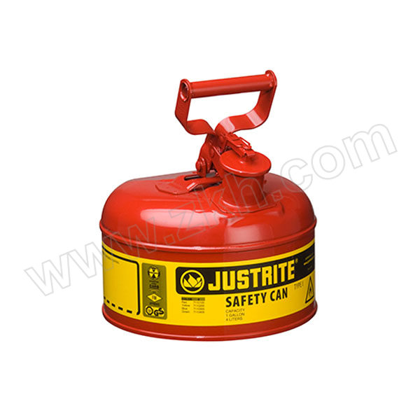 JUSTRITE/杰斯瑞特 Ⅰ类钢制安全罐(悬摆扳柄) 7110100Z 4L 红色 1个