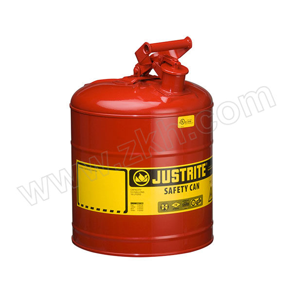 JUSTRITE/杰斯瑞特 Ⅰ类钢制安全罐(悬摆扳柄) 7150100Z 19L 红色 1个