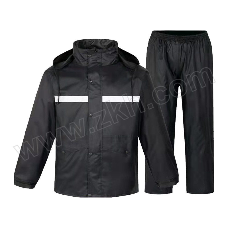 MEILIKEN/美利肯 应急救援反光分体式雨衣套装 7708 XL 黑色 240T斜纹布 含上衣×1+裤子×1 1套