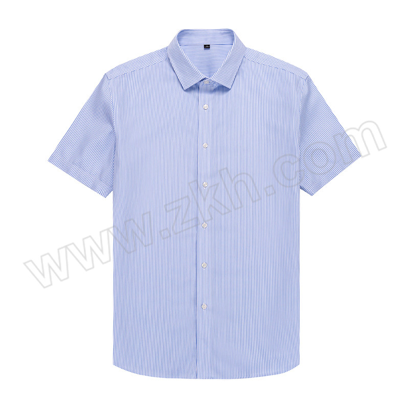 BATTLE TIGER/征战虎 免烫纯棉方领短袖衬衫 DF2011男 38码 蓝白条 1件