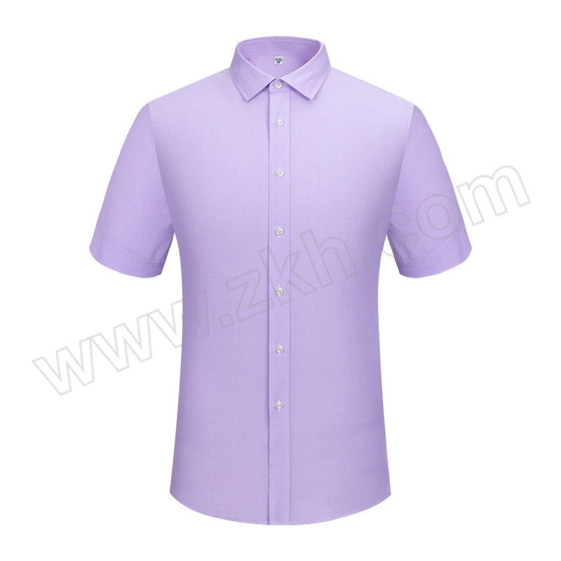BATTLE TIGER/征战虎 免烫纯棉方领短袖衬衫 DF2023男 46码 浅紫色 1件