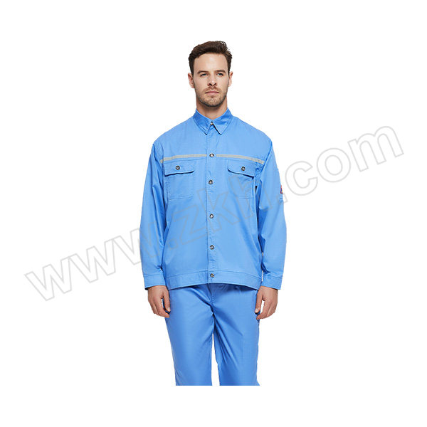 BAIYI/佰益 夏季防静电服长袖套装 BY-DF-6001+ M 浅蓝色 60%棉+40%涤 1套