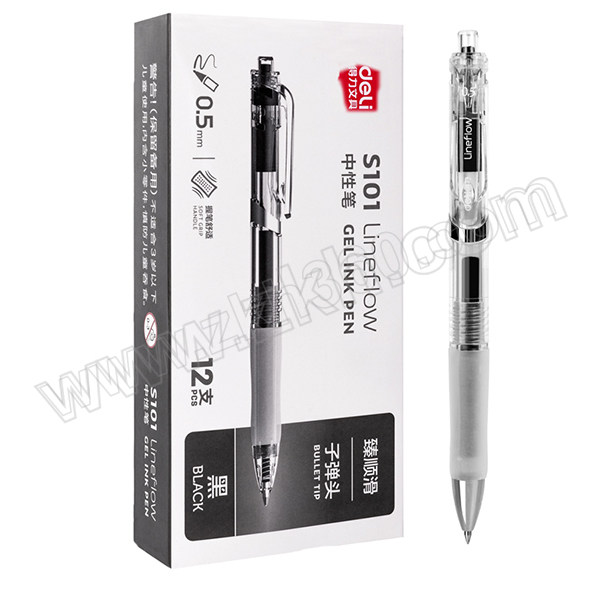 DELI/得力 中性笔 S101 0.5mm 黑色 12支 1盒