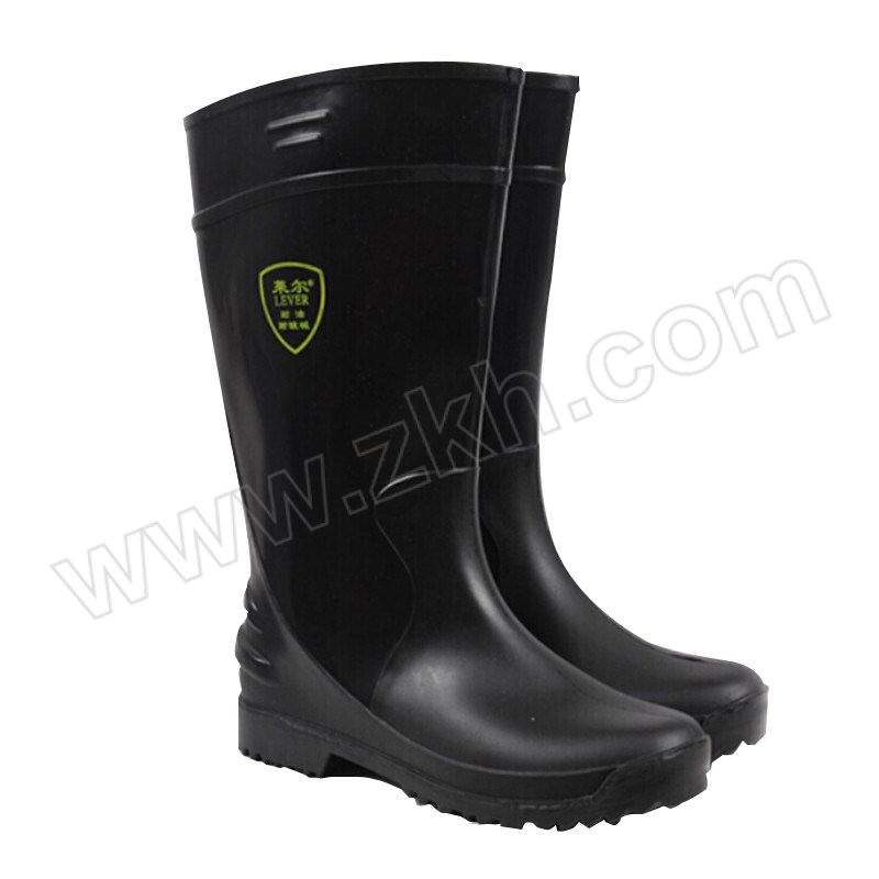 LEVER/莱尔 耐油耐酸碱雨靴 QH-11-21 39码 黑色 PVC 1双