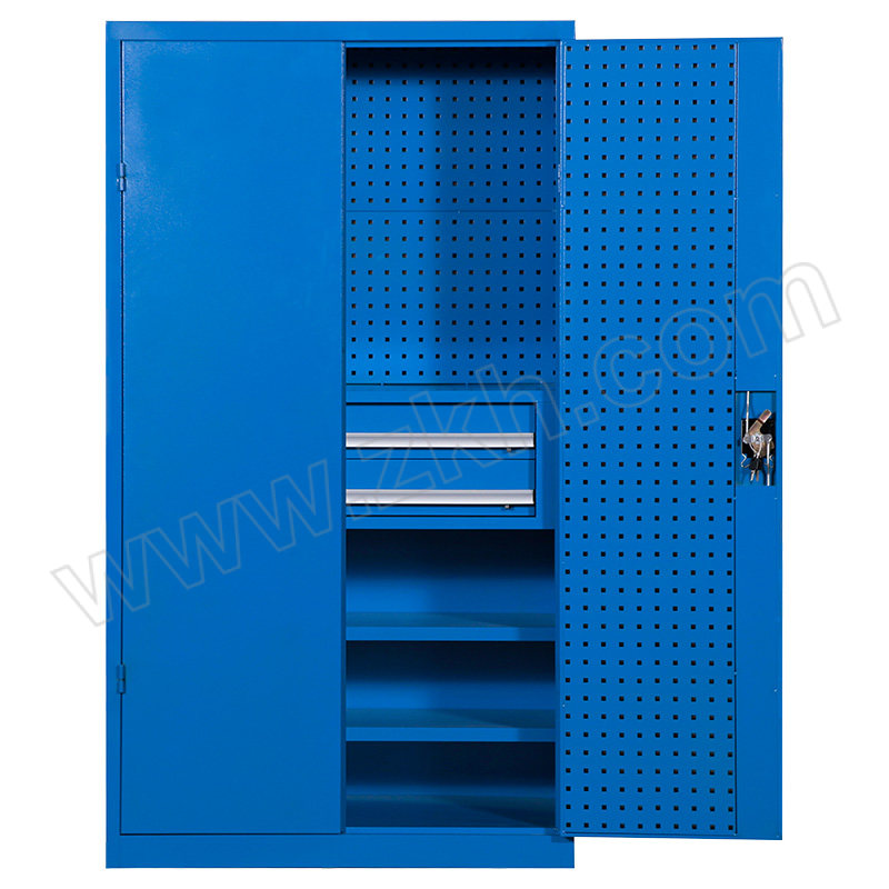 JINGWEI/京巍 多功能重型工具柜带工具挂板二抽内二层板 JA068 外形尺寸1000×500×1800mm 蓝色 1台