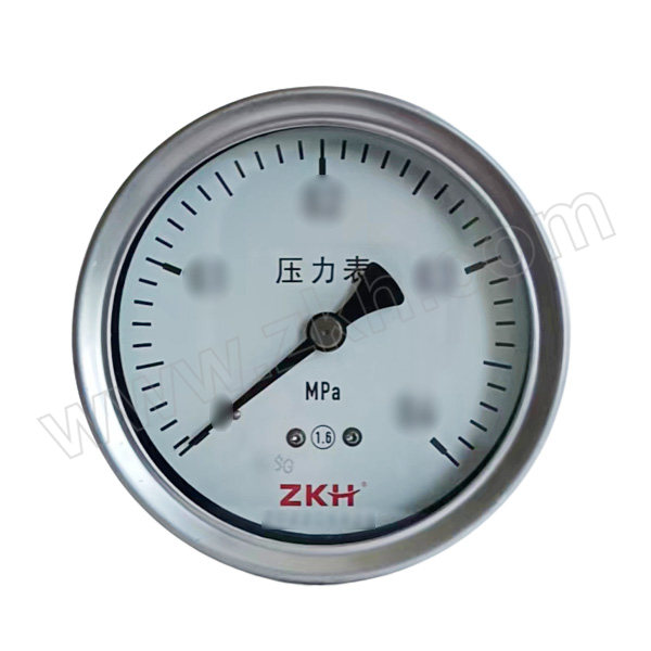 ZKH/震坤行 轴向不锈钢压力表 Y-60Z 60mm/0~1.6MPa/M14×1.5/中轴向无边/2.5级 1只