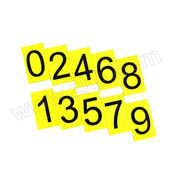 JIALIAO/嘉辽 磁性数字贴 BS0SZ22218set 磁性材质 18×30×50mm 黄底黑字 数字0~9各一个 1包