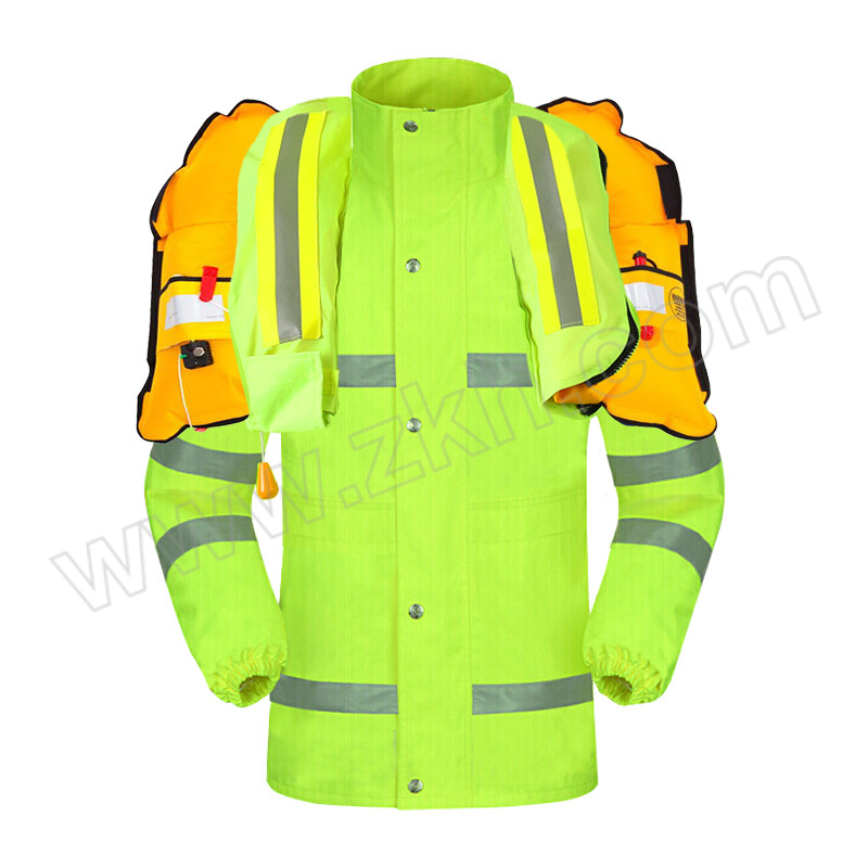 CNMF/谋福 水上救援雨衣气胀式防水救生衣 标准款 2XL 荧光绿 1件