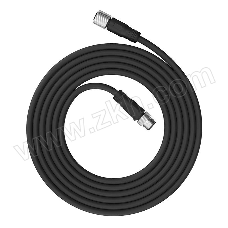 ZHAOLONG/兆龙 屏蔽型PVC护套传感器电缆组件 ZL7403A395 黑色 M12-A-5芯公直头 M12-A-5芯母直头 3m 1根