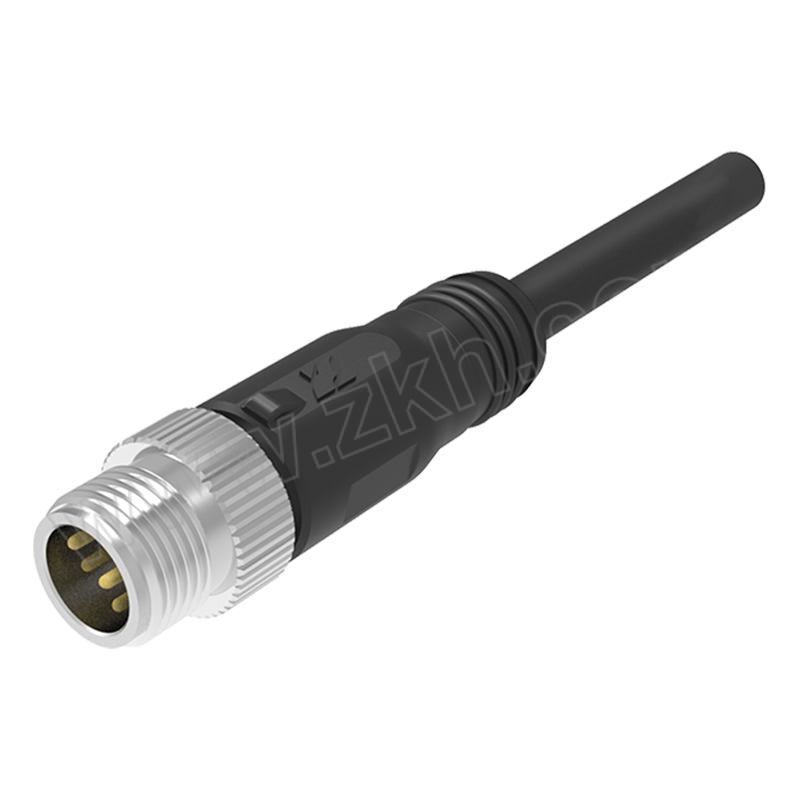 ZHAOLONG/兆龙 屏蔽型PVC护套传感器电缆组件 ZL7403A384 黑色 M12-A-4芯公直头 M12-A-4芯母直头 5m 1根