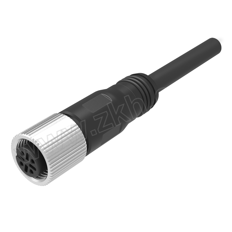 ZHAOLONG/兆龙 屏蔽型PVC护套传感器电缆组件 ZL7403A384 黑色 M12-A-4芯公直头 M12-A-4芯母直头 5m 1根