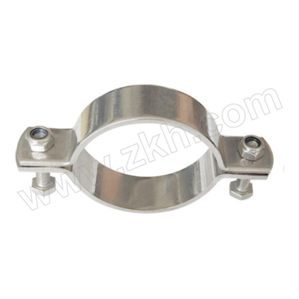 ZKH/震坤行 厂标 平板管夹 卫生级 不锈钢304 本色 φ76 1个