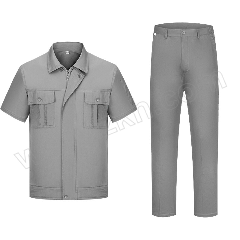 HONGANTU/宏安途 纯棉短袖工作服套装 CM-XZ03 175码 灰色 含上衣×1+裤子×1 1套