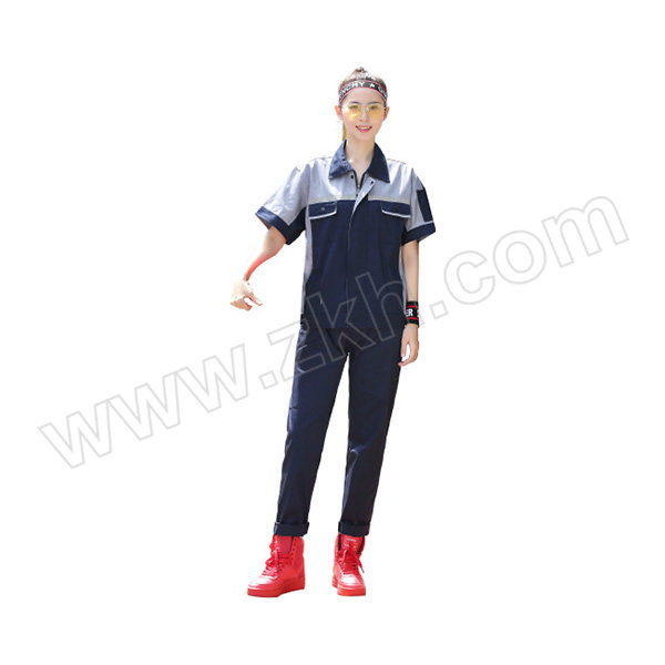 BOHAO/搏濠 四代涤棉夏款短袖工服 006款 160码 藏蓝色+灰色 含上衣×1+裤子×1 1套
