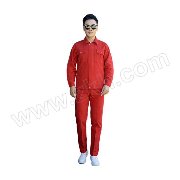 BOHAO/搏濠 纯棉纯色春秋款工服 020款 165码 红色 含上衣×1+裤子×1 1套