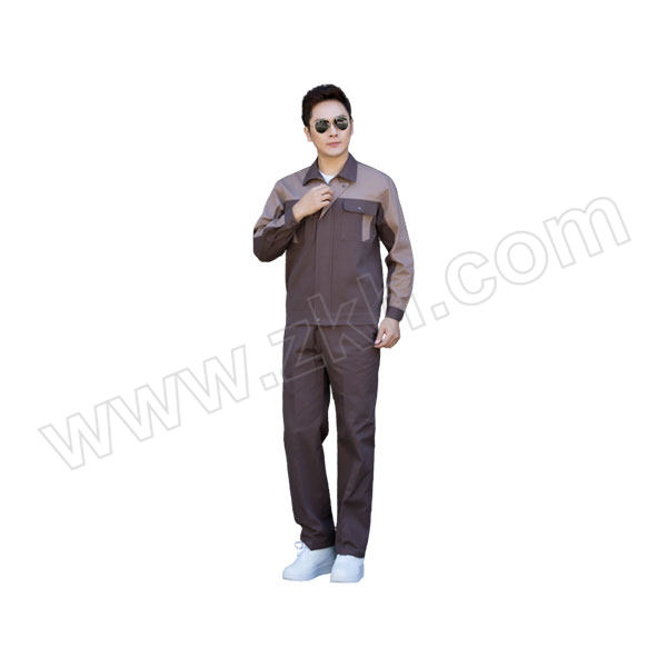 BOHAO/搏濠 纯棉拼色春秋款工服 028款 190码 深棕色+卡其色 含上衣×1+裤子×1 1套