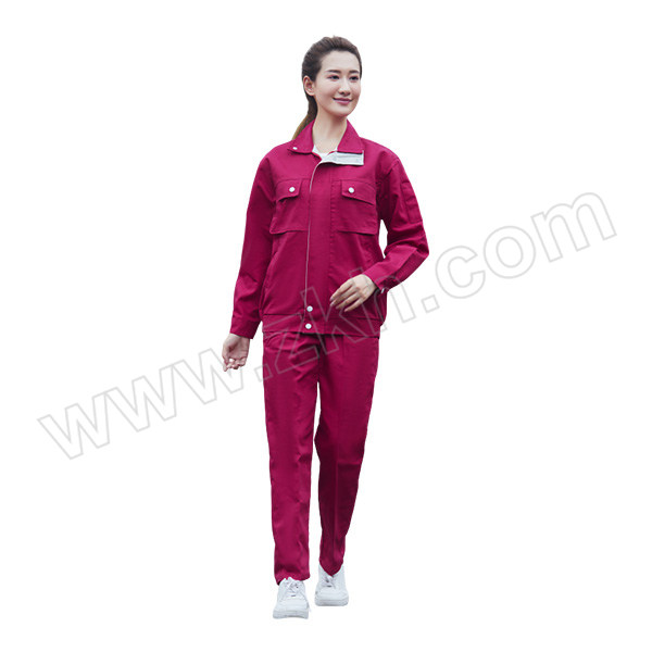 BOHAO/搏濠 能盾涤棉帆布春秋款工服 091款 190码 玫红色+灰色 含上衣×1+裤子×1 1套