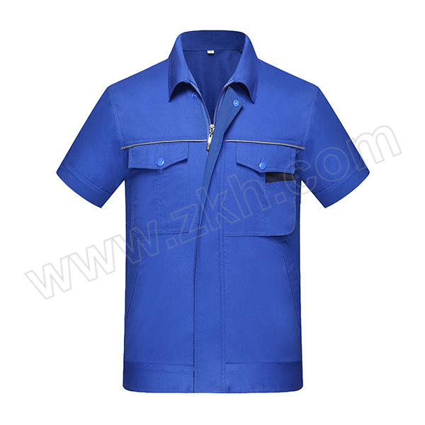 TOPRUI/拓普瑞 夏季全棉短袖工作服上衣 F5 165码 宝兰色 1件