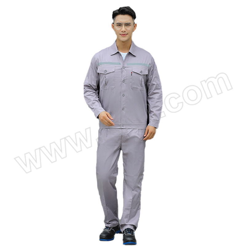 HONGANTU/宏安途 纯棉夏季长袖工作服套装 CM-XZ08 160码 灰色 含上衣×1+裤子×1 1套