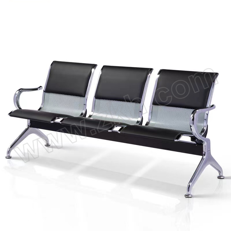 HZJ/华之杰 加皮垫三人位联排椅 HZJ-LPY05 尺寸1750×650×780mm 黑色 1张