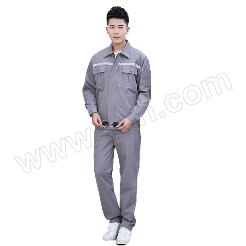 HONGANTU/宏安途 全棉工作服套装 CM-CQ07 165码 灰色 含上衣×1+裤子×1 1套