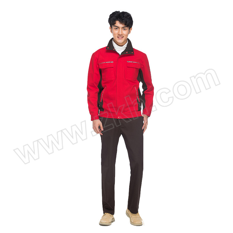 HONGANTU/宏安途 全棉工作服套装 CM-CQ10 185码 大红色+深咖色 含上衣×1+裤子×1 1套