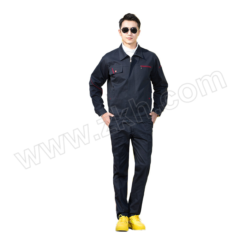 HONGANTU/宏安途 全棉工作服套装 CM-CQ14 160码 藏蓝色 含上衣×1+裤子×1 1套