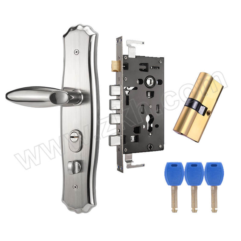 FANJIA/繁佳 不锈钢防盗门锁 XM-LWL-锁体85×240mm 面板×1+锁芯×1+锁体×1+钥匙×3 把手需安装 1套