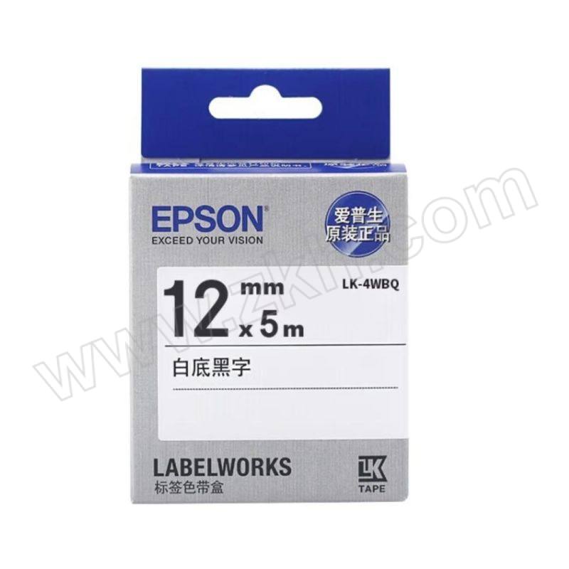 EPSON/爱普生 标签机色带 LK-4WBQ 白底黑字 12mm 适用 LW-K400L/C410/600P/700/1000P/Z700/Z900 1个