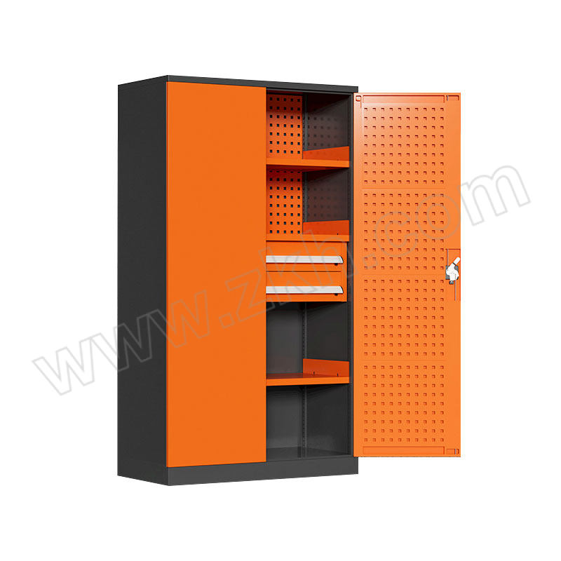 YJC/豫佳晨 内二抽+网工具柜 YJC-G013 尺寸1000×500×1800mm 承载150kg 黑色+橙色 1台