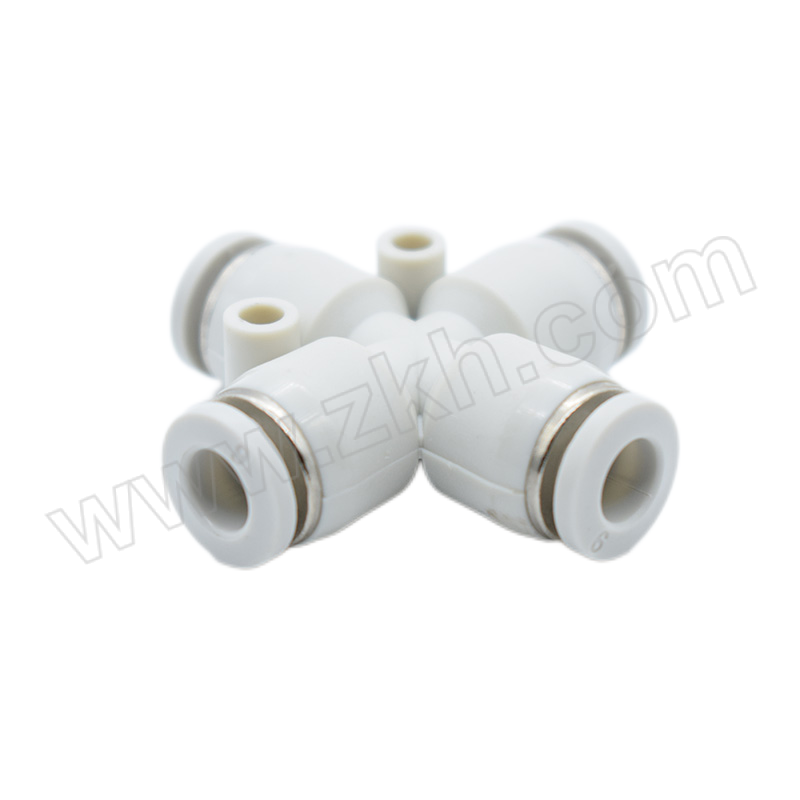 QIANHUAZHIKE/谦华智科 白色十字型四通气动等径快插接头 PZA-10 快插10mm 1个