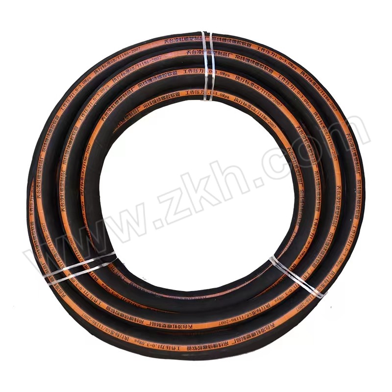 FUSIYUAN/富思源 高压优质夹布橡胶管 内径25mm（1寸）夹布5层 25mm×8.5mm×20m 黑色 内径25mm 壁厚8.5mm 长20m 夹布5层 0~10bar 介质水 天然橡胶+聚酯线 1捆