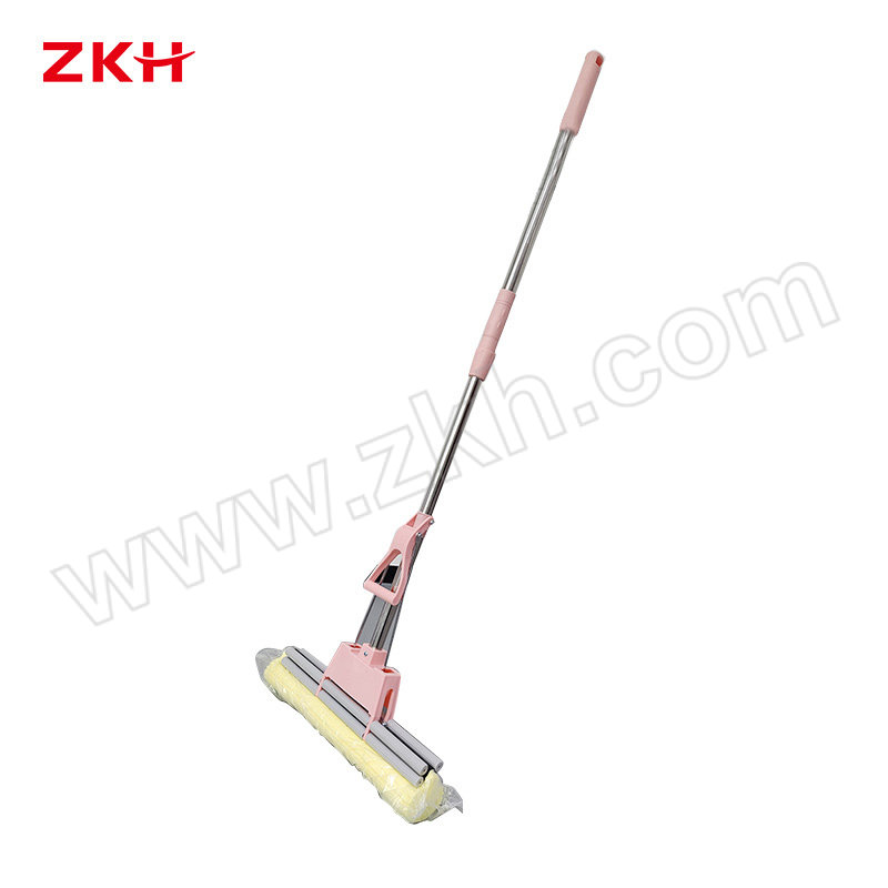 ZKH/震坤行 胶棉拖把 ZHT1260 拖把头38cm 杆长120cm 粉色/绿色随机 1把