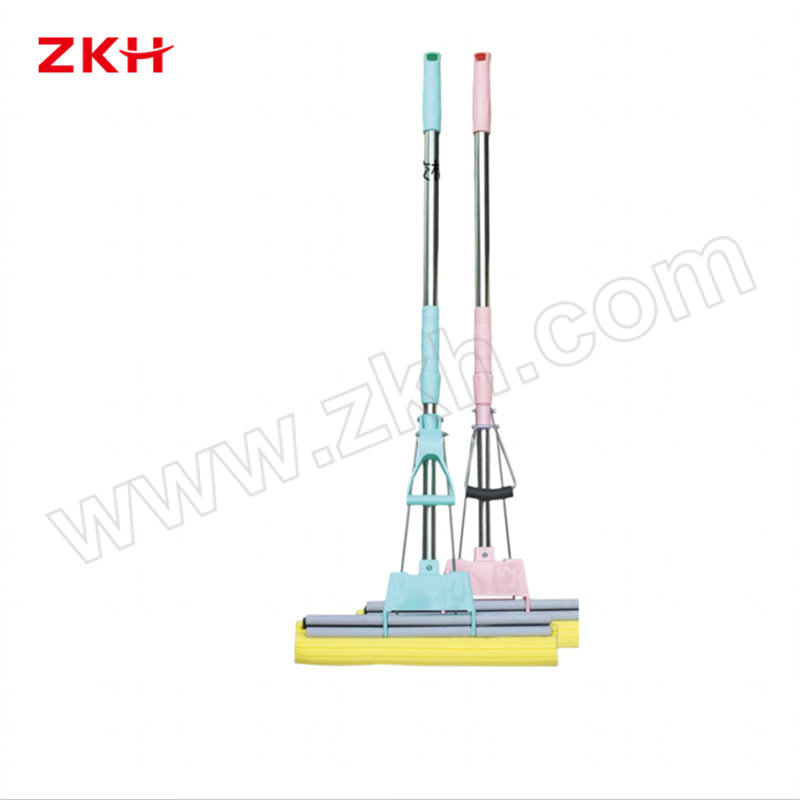ZKH/震坤行 胶棉拖把 ZHT1260 拖把头38cm 杆长120cm 粉色/绿色随机 1把