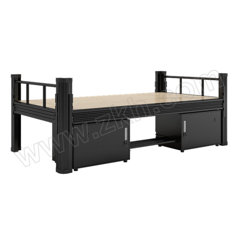 RM 钢制宿舍单人床带床垫带床下柜 XCCH-35 2000×1200×850mm 黑色 1张