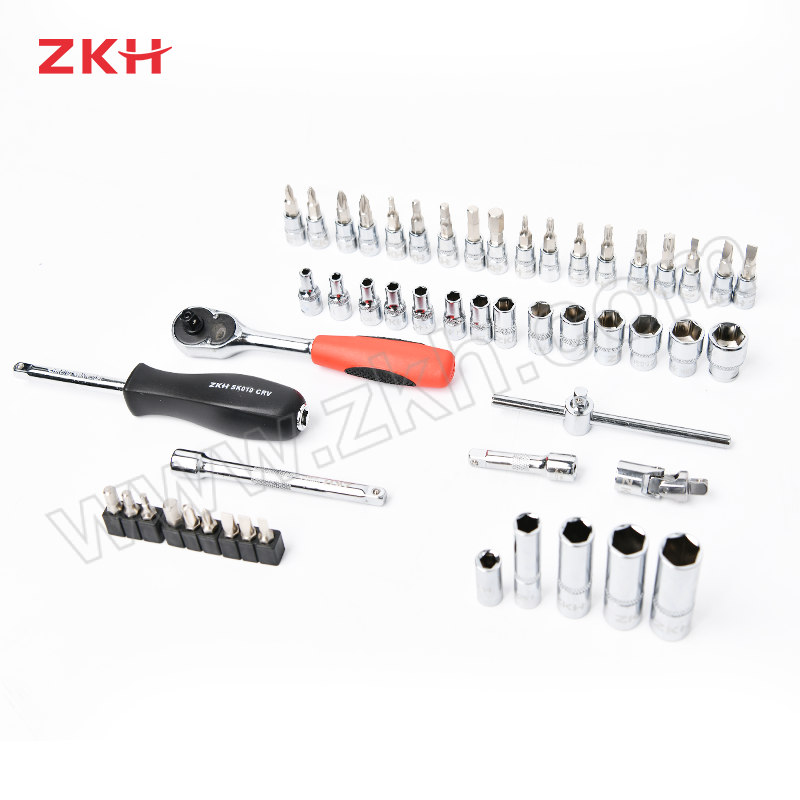 ZKH/震坤行 52件 6.3mm系列公制套筒组套 HHT-SS052 塑盒包装 1套