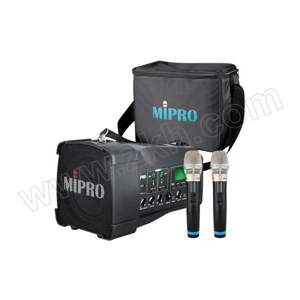MIPRO/咪宝 双通道无线音箱 MA-100DBII 配2个手持话筒 +1个领夹话筒+1个防尘袋 1套