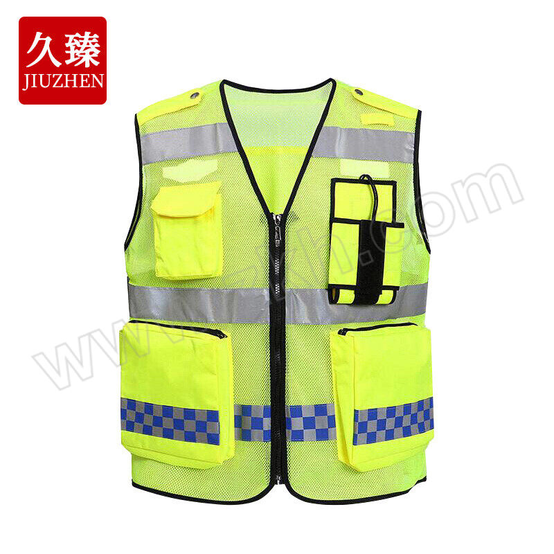 JIUZHEN/久臻 网眼款多功能安全警示透气反光背心 ZST30 3XL 荧光黄 1件
