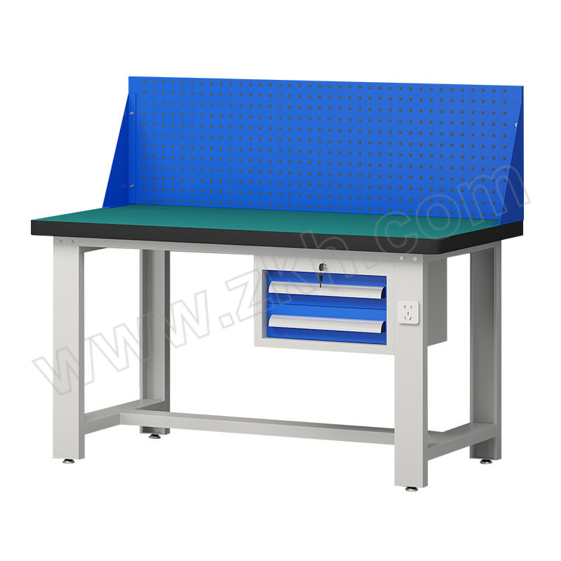WTJG/蔚图京冠 重型工作台复合台面吊二抽款带挂板 WA506 尺寸1200×600×1250mm 台面承载1000kg 灰色 1台