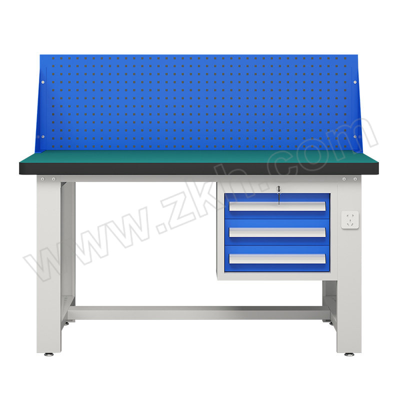 WTJG/蔚图京冠 重型工作台复合台面吊三抽款带挂板 WA527 尺寸1500×750×1250mm 台面承载1000kg 灰色 1台