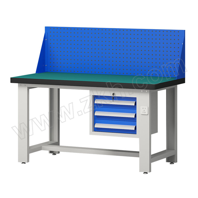 WTJG/蔚图京冠 重型工作台复合台面吊三抽款带挂板 WA527 尺寸1500×750×1250mm 台面承载1000kg 灰色 1台
