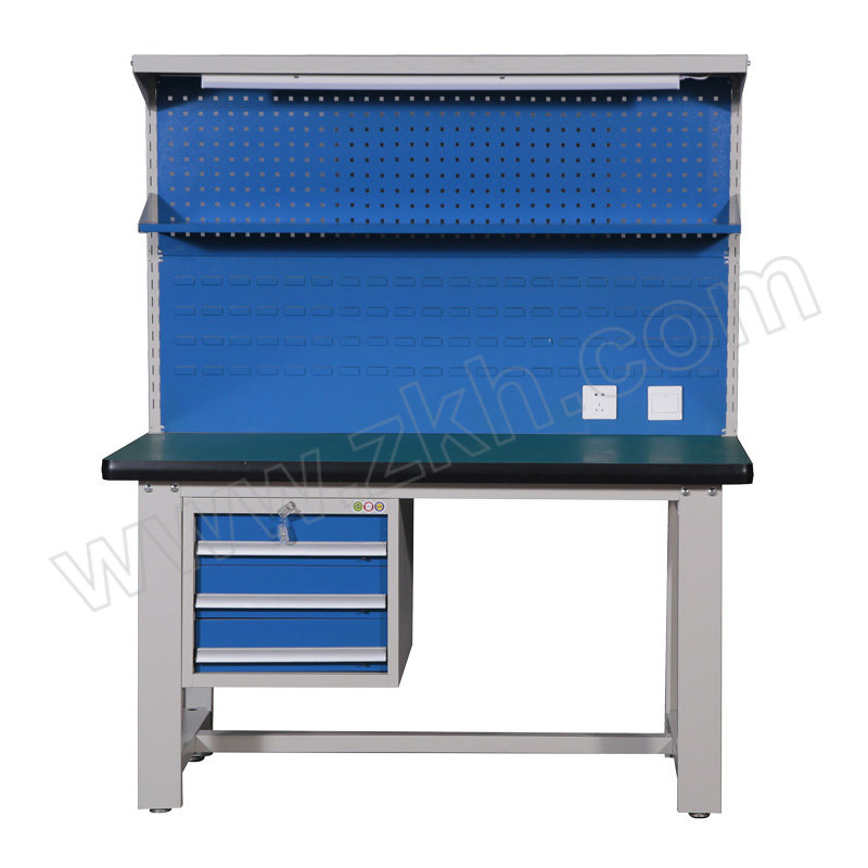 WTJG/蔚图京冠 重型工作台防静电吊三抽款带双挂板灯架棚板 WA440 尺寸2100×750×1740mm 台面承载1000kg 灰色 1台